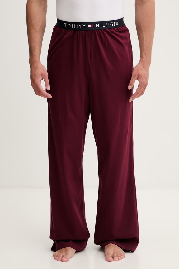 Tommy Hilfiger pantaloni da pigiama da uomo in cotone con elastan granata UM0UM03654