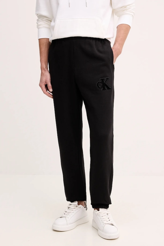 Calvin Klein Jeans spodnie dresowe aplikacja czarny LV04RD252G