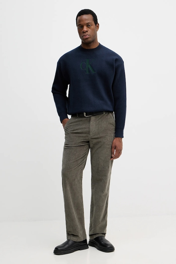 Κοτλέ παντελόνι Calvin Klein Jeans LV04RD605G πράσινο AW25