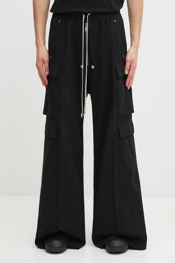 Rick Owens DRKSHDW spodnie bawełniane Double Cargo Jumbo Belas gładkie czarny DU02E7398.CFL