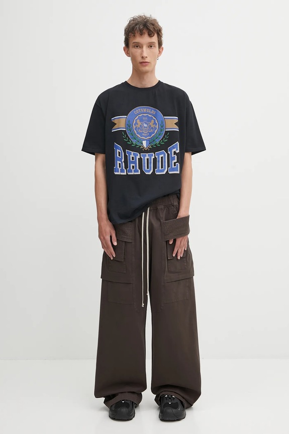 Rick Owens DRKSHDW cotton trousers Creatch Wide Cargo Drawstring DU02E7394.TW brown