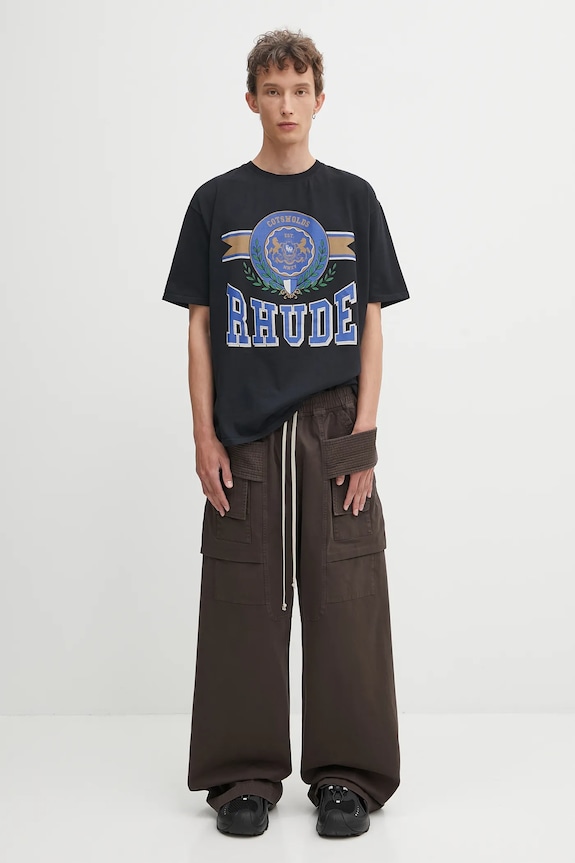 Rick Owens DRKSHDW cotton trousers Creatch Wide Cargo Drawstring DU02E7394.TW brown