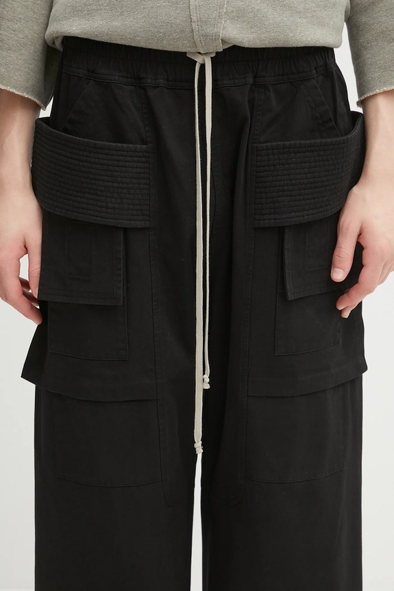 Rick Owens DRKSHDW cotton trousers Creatch Wide Cargo Drawstring black DU02E7394.TW