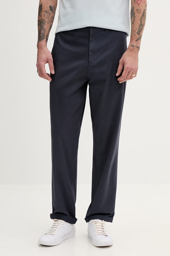 Fred Perry pantaloni de bumbac drept bleumarin T9130