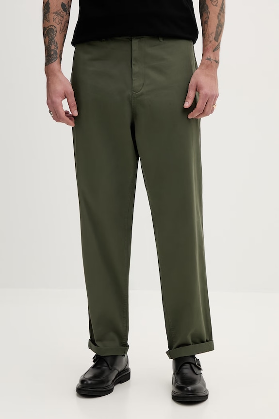 Bavlnené nohavice Fred Perry bavlna zelená T9130