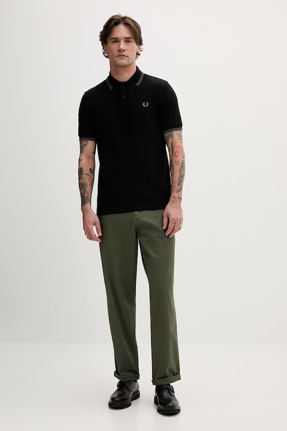 Bavlnené nohavice Fred Perry T9130 zelená AW25