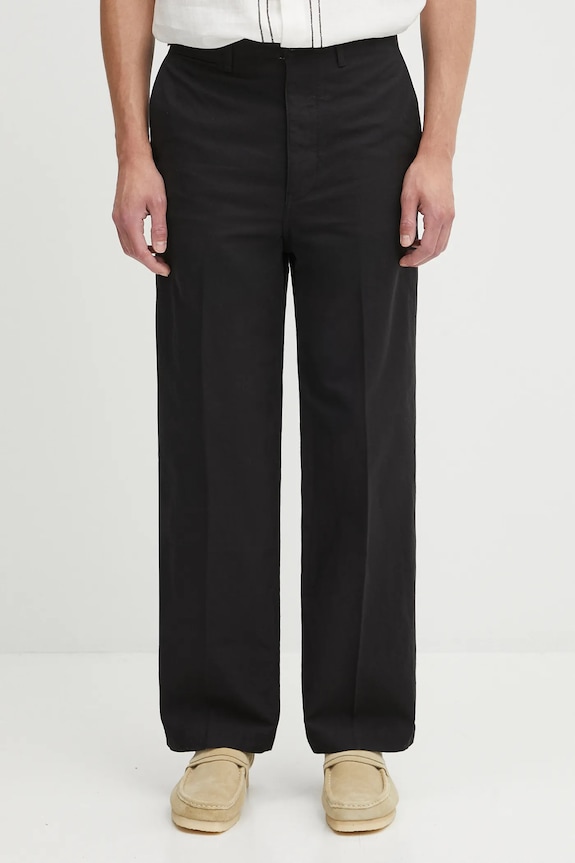 Бавовняні штани Visvim ex wide chino pants гладкий чорний 125105008008