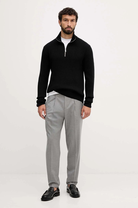 Μάλλινο παντελόνι BOSS Dalessandra 50551829 γκρί AW25