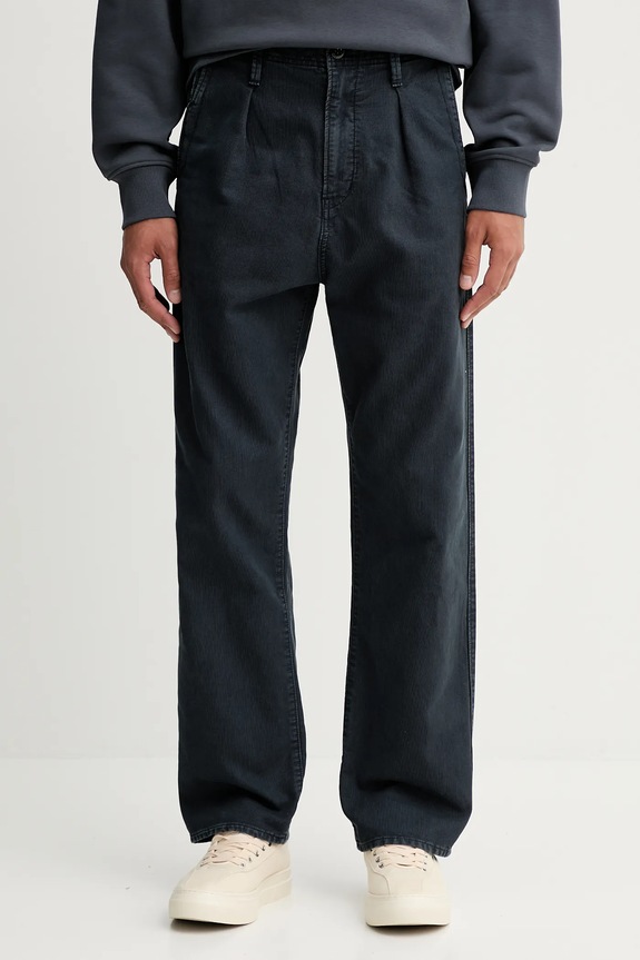 G-Star pantaloni de bumbac Pleated Chino Relaxed chinos bleumarin D26126.D752