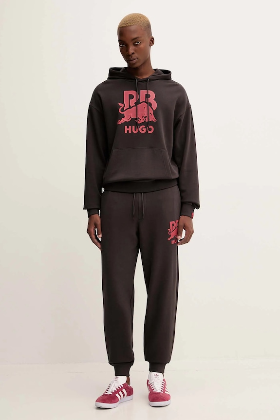 HUGO spodnie dresowe bawełniane Doverlopan_RB 50549309 brązowy AW25