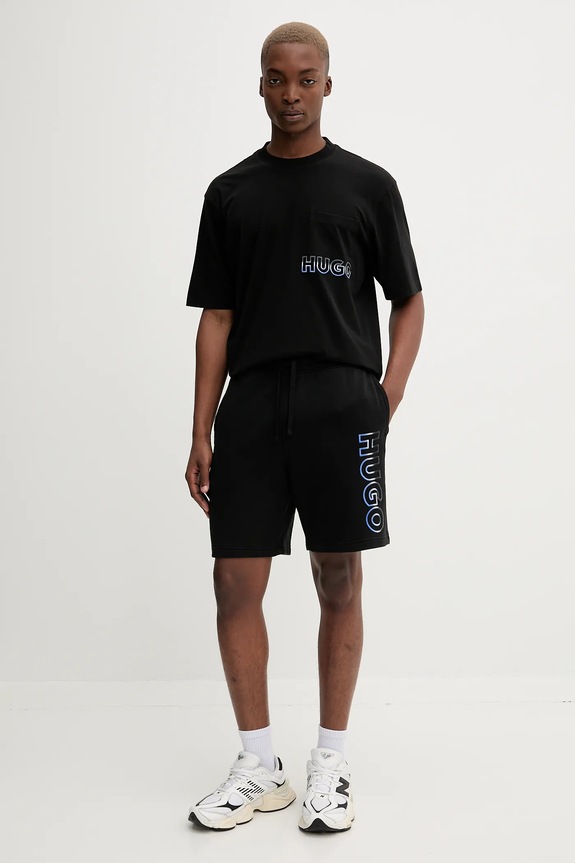 HUGO Blue pantaloni scurți din bumbac Nogshort 50549134 negru AW25