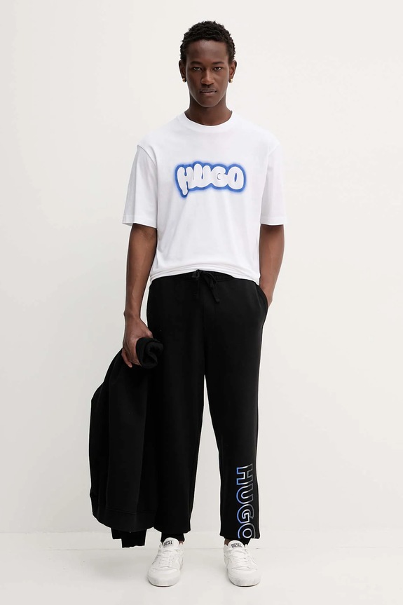 HUGO Blue pantaloni de trening din bumbac Nogtro 50549149 negru AW25