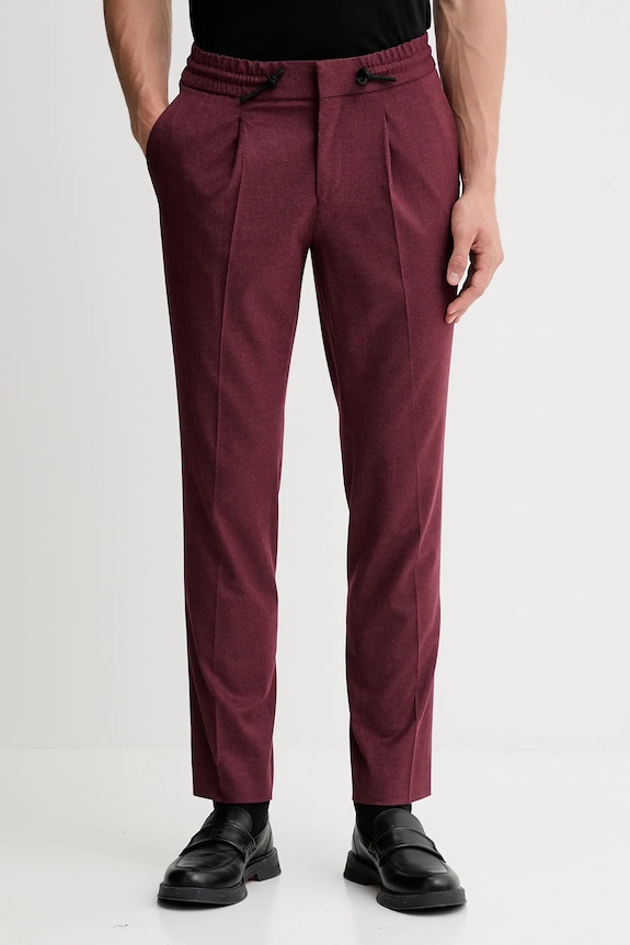 Hlače z volno HUGO Getlin251F3 Z elastanom bordo 50547312