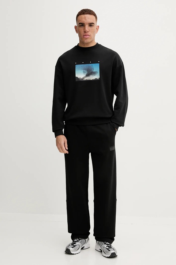 HUGO spodnie dresowe bawełniane Delastpan 50546683 czarny AW25