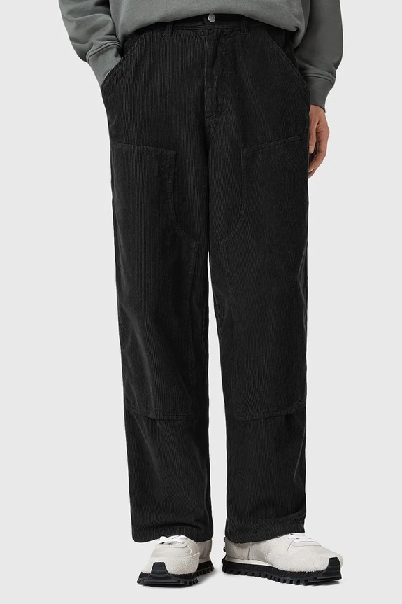 AllSaints pantaloni in cotone DUNSTAN dritto nero M008TD