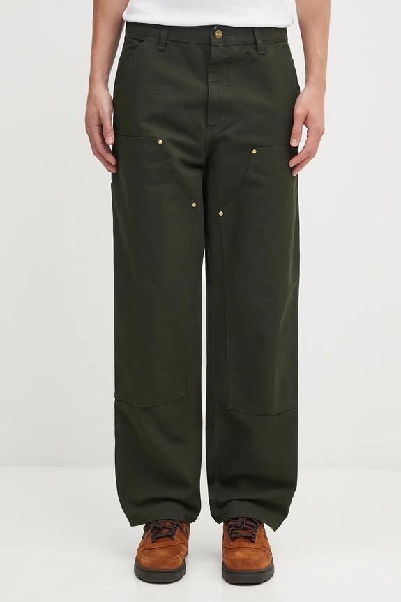 Carhartt WIP pantaloni in cotone Double Knee Pant cotone verde I031501.4902