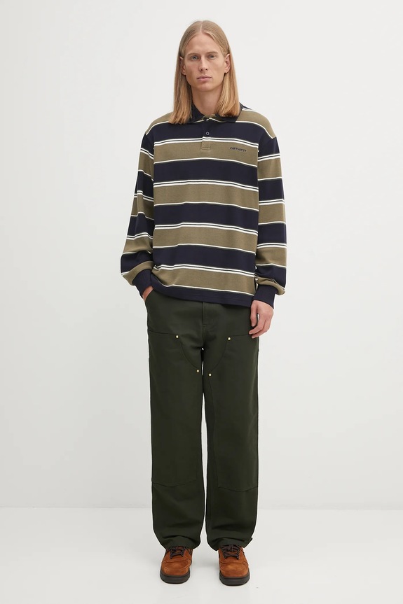 Carhartt WIP pantaloni in cotone Double Knee Pant I031501.4902 verde