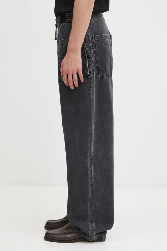Aries jeansy Washed Canvas Walking Pant AR3111004 czarny AW25