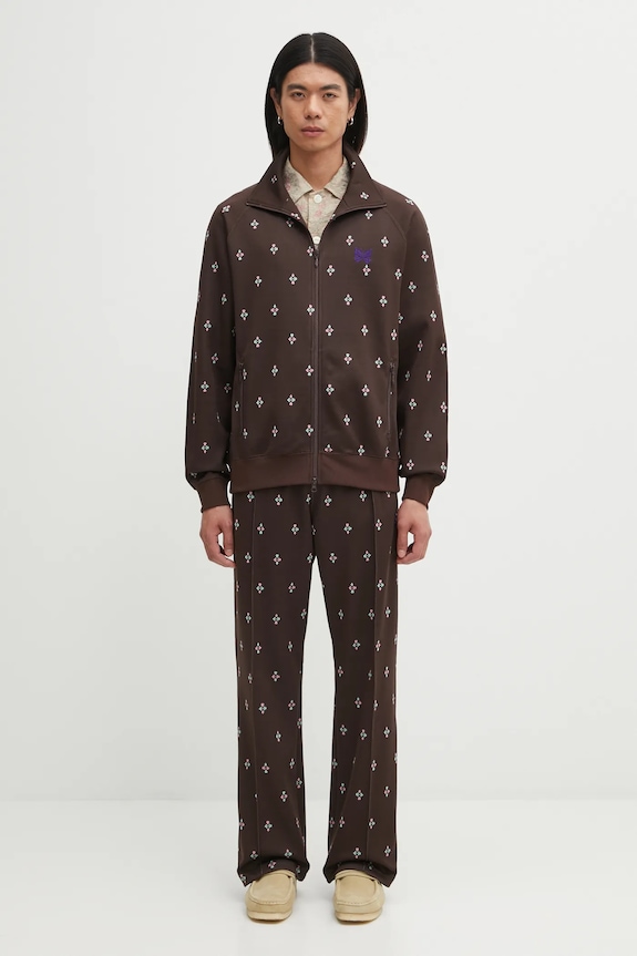 Needles spodnie Track Pant RW313 brązowy