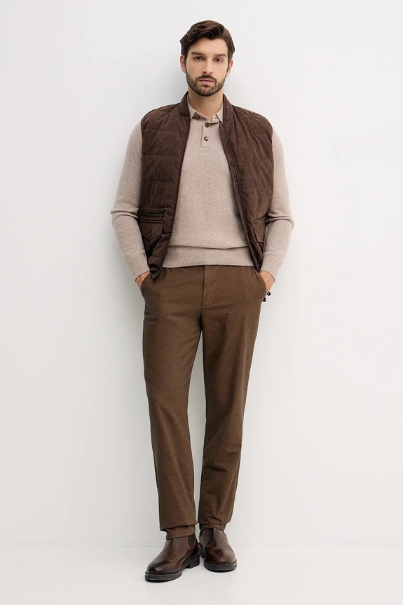 Βαμβακερό παντελόνι United Colors of Benetton 49L6UF05Z καφέ AW25