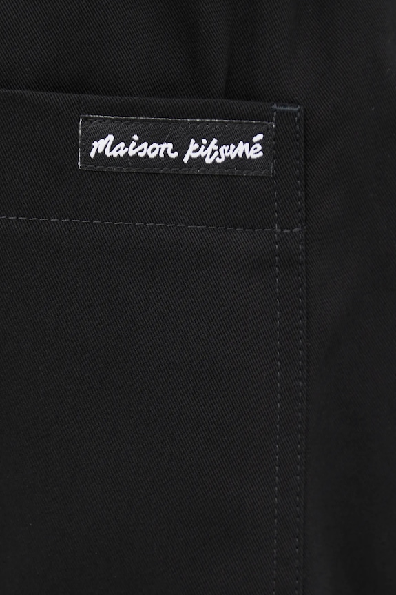 Maison Kitsuné cotton trousers Cropped Pleated black PM01123WT3019