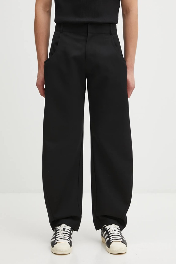 Kalhoty s příměsí vlny Ader Error TROUSERS jednoduchý černá BO01FWBT0101BK