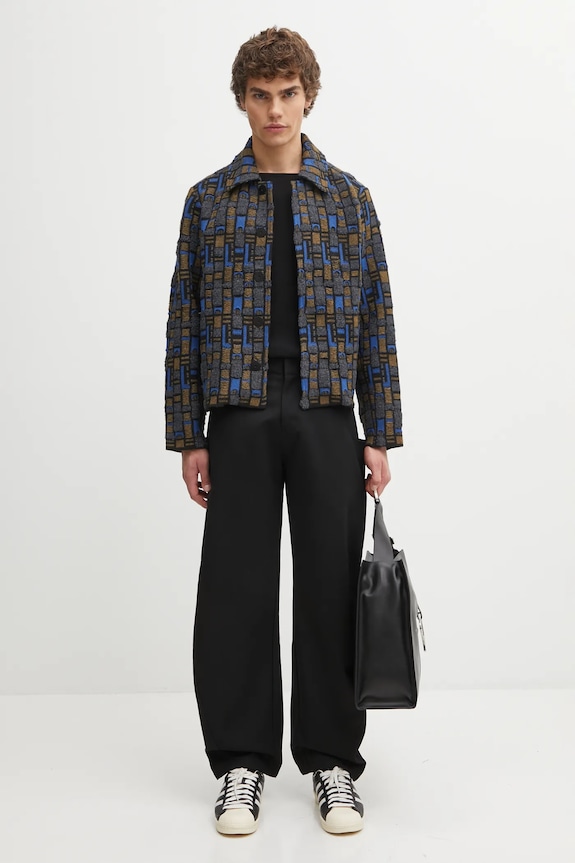 Kalhoty s příměsí vlny Ader Error TROUSERS BO01FWBT0101BK černá