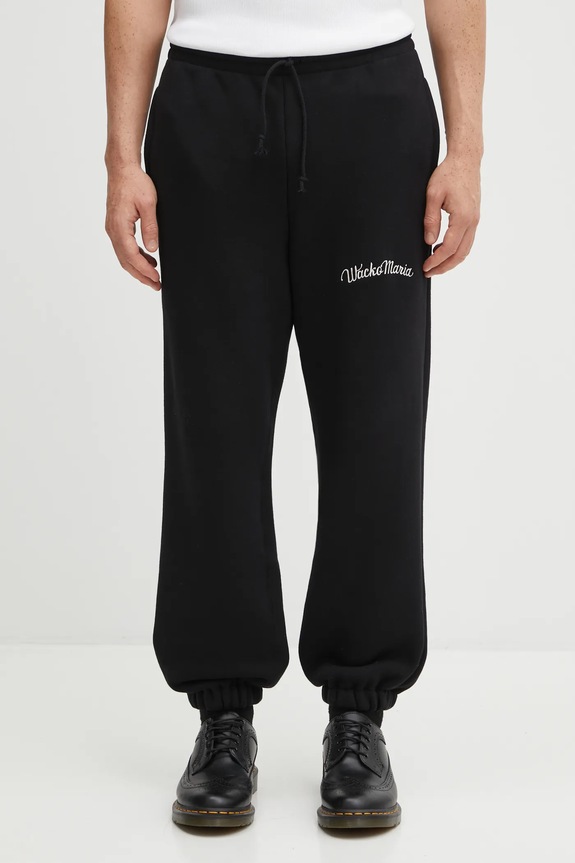 Wacko Maria cotton joggers plain black 25FW.WMC.SP02