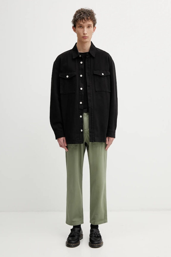 Bavlnené nohavice Gramicci LOOSE TAPERED RIDGE PANT G114.OGT. zelená