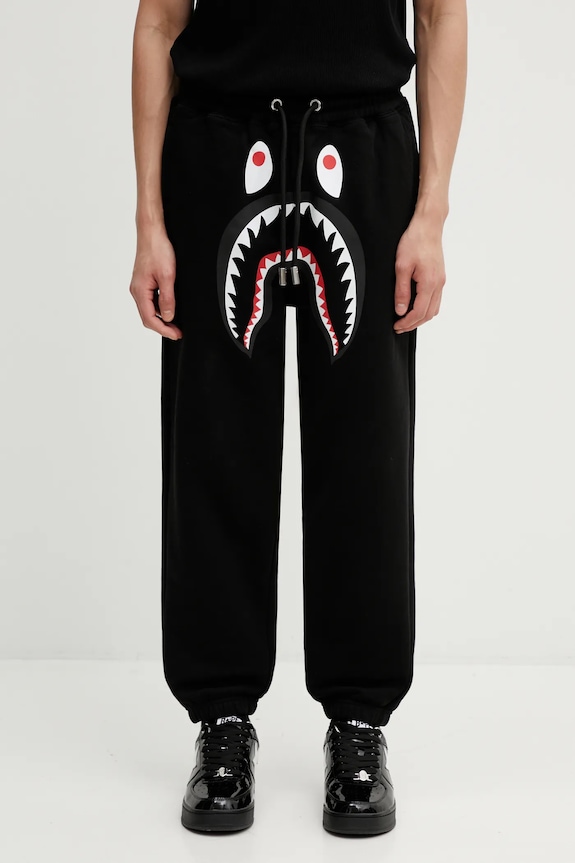 Спортивные штаны A Bathing Ape Shark трикотаж чёрный 001PTL801321M