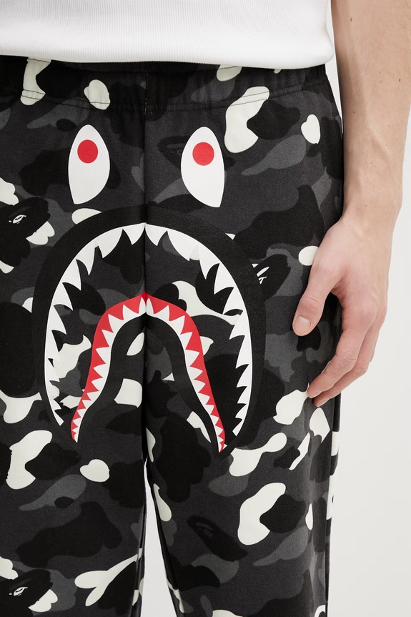 A Bathing Ape pantaloni tuta di cotone City Camo Shark nero 001PTL801312M