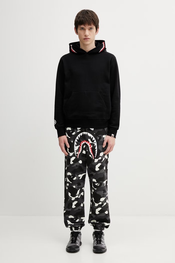 A Bathing Ape pantaloni tuta di cotone City Camo Shark 001PTL801312M nero