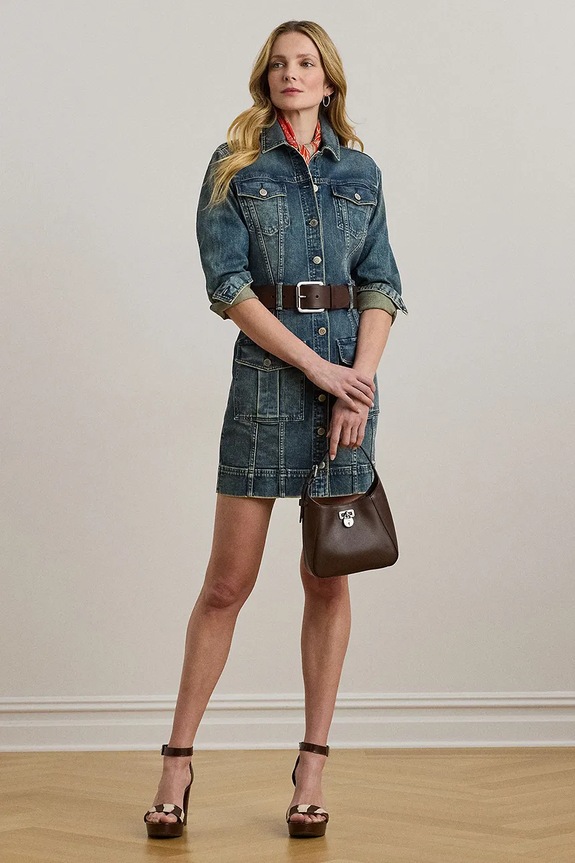Lauren Ralph Lauren sukienka z elastanem niebieski 200971264