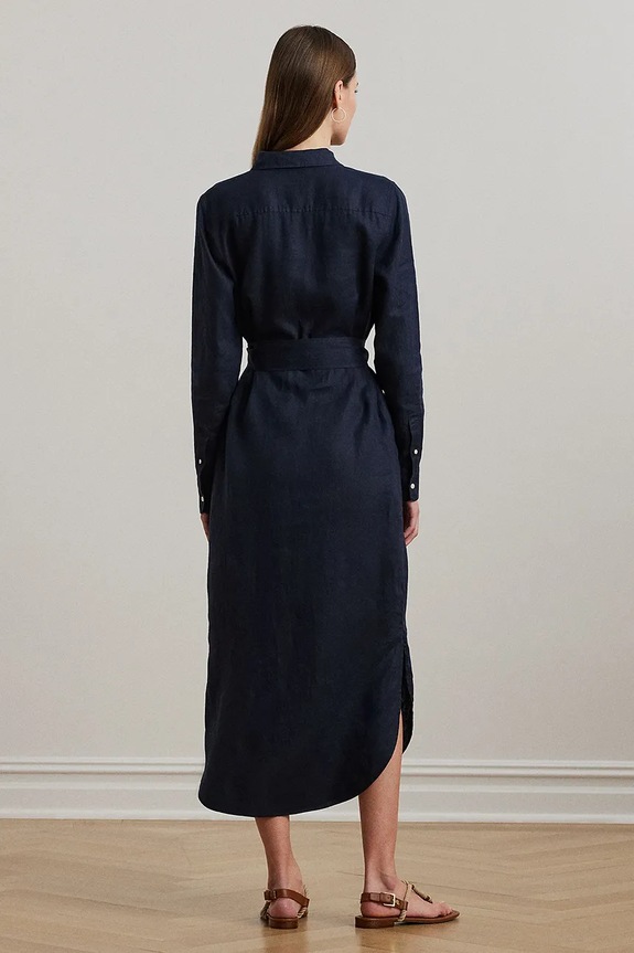 Lauren Ralph Lauren sukienka lniana 200978672 granatowy AW25