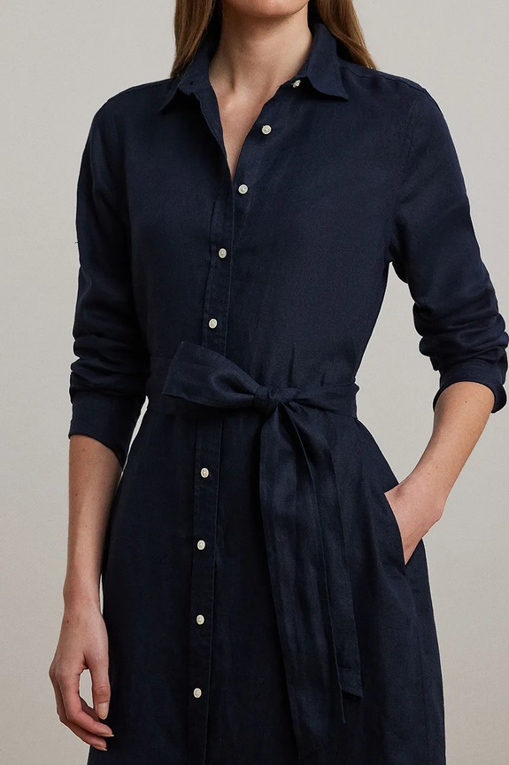 Lauren Ralph Lauren sukienka lniana granatowy 200978672
