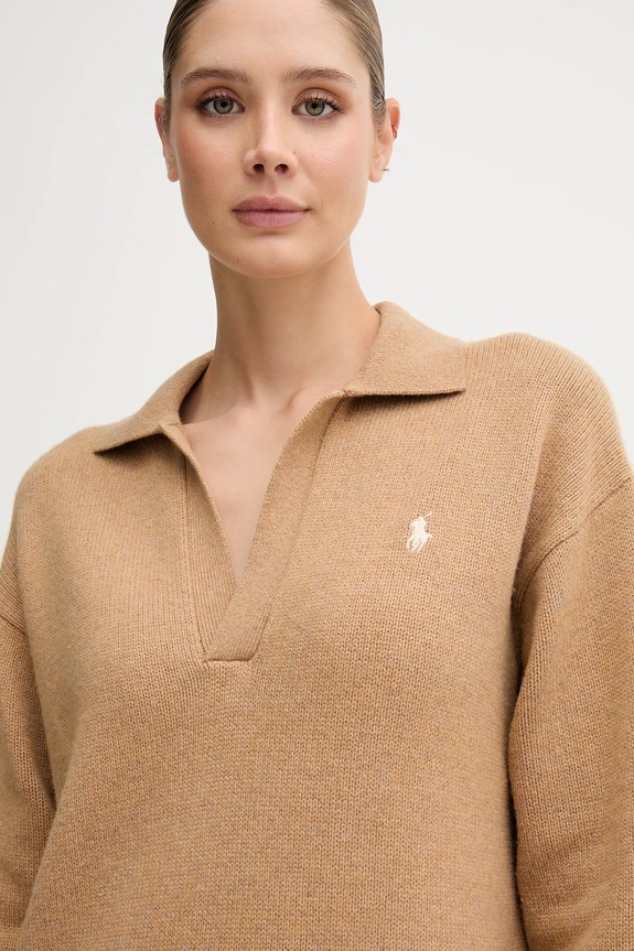 Polo Ralph Lauren sukienka z wełną beżowy 211A91143