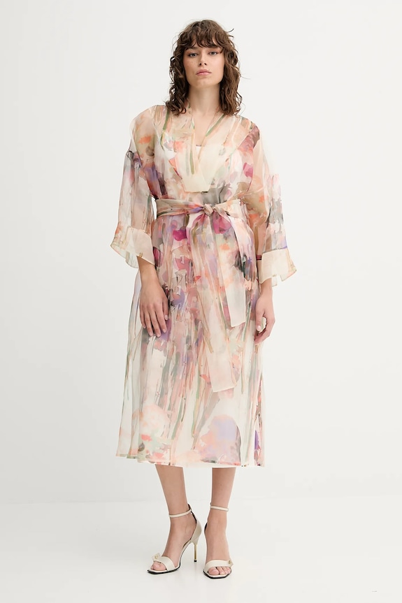 MUNTHE rochie de mătase PRIVET maxi bej 252133125219