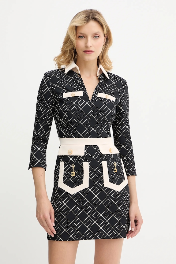 Elisabetta Franchi sukienka wzorzyste czarny ABS0156E2