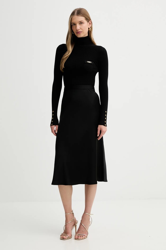 Elisabetta Franchi sukienka z dodatkiem jedwabiu casual czarny AM06B56E2