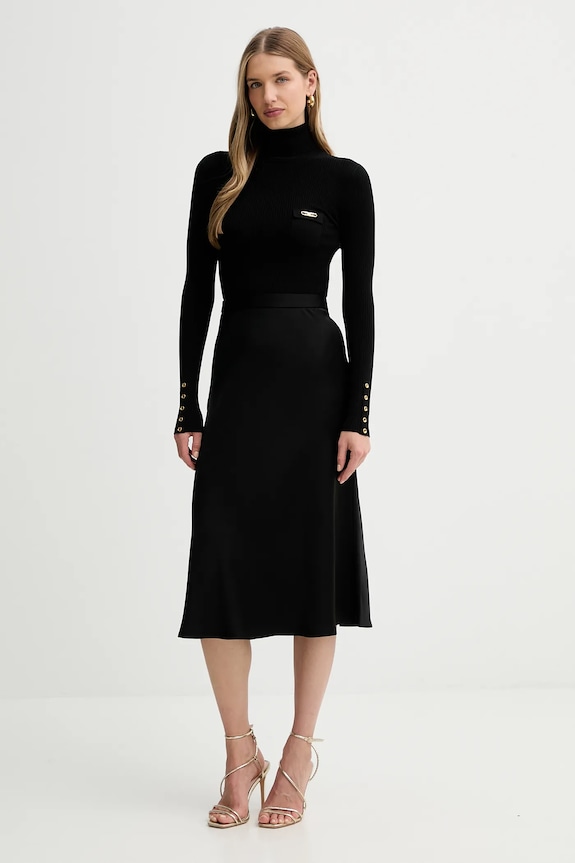 Elisabetta Franchi sukienka z dodatkiem jedwabiu casual czarny AM06B56E2