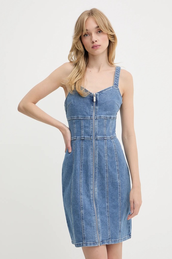 Morgan rochie jeans forma V albastru RSTRAP