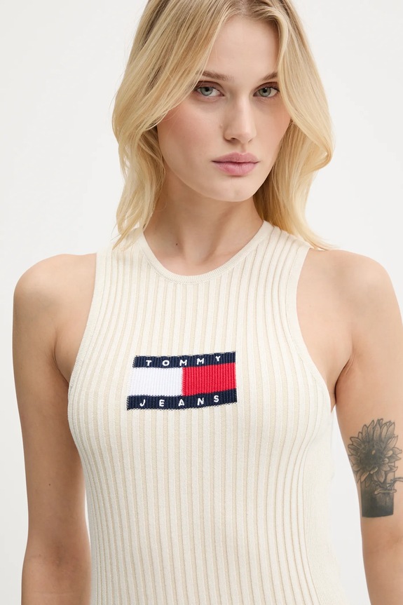 Šaty Tommy Jeans béžová DW0DW20877