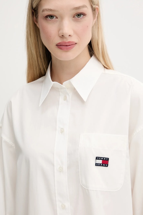 Pamučna haljina Tommy Jeans bijela DW0DW21122