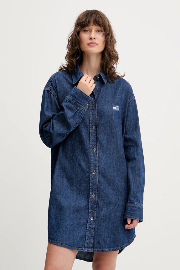 Φόρεμα τζιν Tommy Jeans μακρύ μπλε DW0DW21420