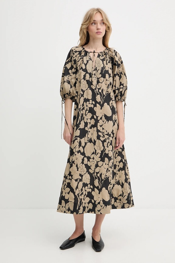Samsoe Samsoe rochie din bumbac SAMATERA bej F25200064