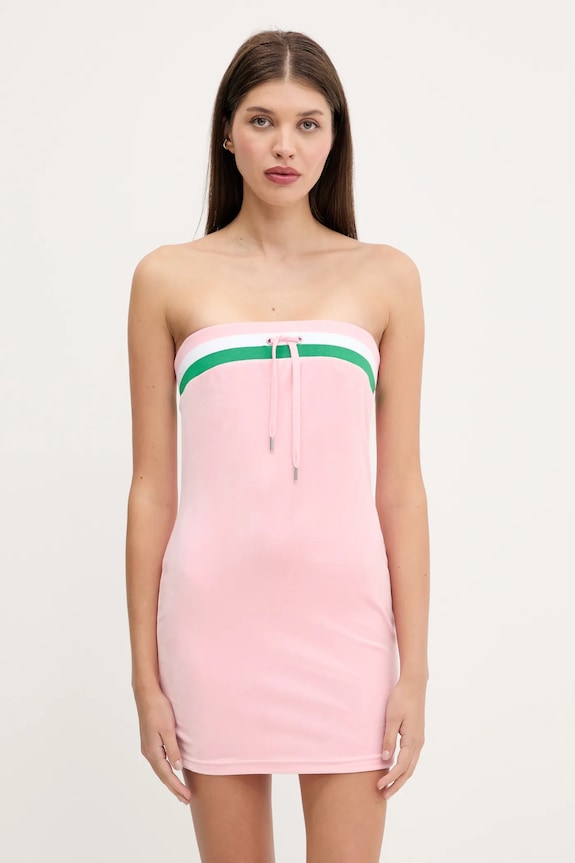 Haljina od velura Juicy Couture VELOUR STRIPE TUBE DRESS casual roza JCWED225353