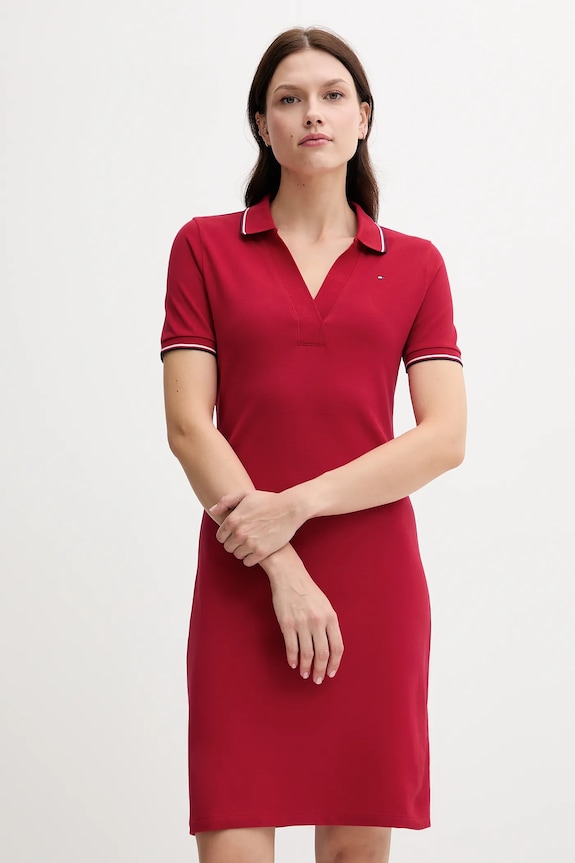 Šaty Tommy Hilfiger s elastanom červená WW0WW45740