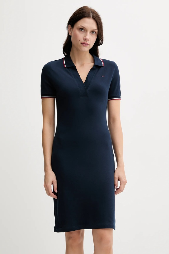Šaty Tommy Hilfiger s elastanom tmavomodrá WW0WW45740