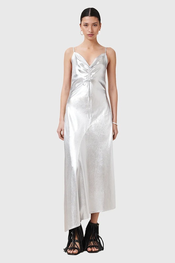 Šaty AllSaints ALEXIA W203DC stříbrná