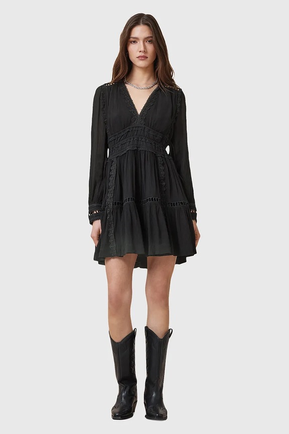 Šaty AllSaints XANTHE nášivka čierna W213DC